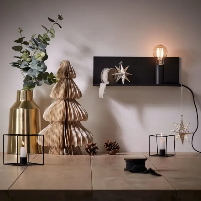 Aplique pared con estante negro