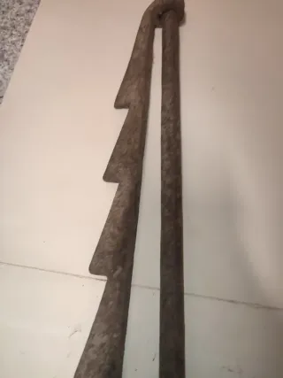 Antigua cremallera hierro chimenea barra olla leva