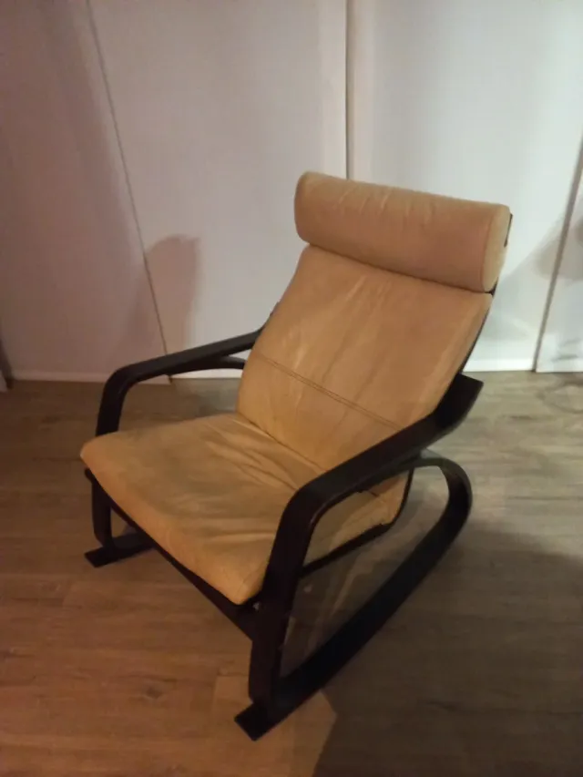 Butaca Ikea Beige Piel Beige Madera