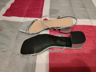 Sandali argento glitter donna