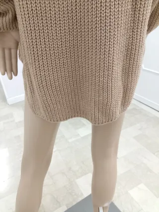 Maglione donna color cammello oversize