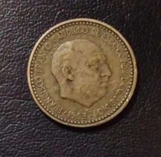 Moneda 1pts España 1953*62 con error