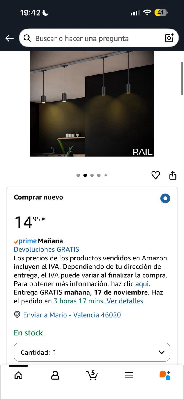 Luz de techo colgante blanca