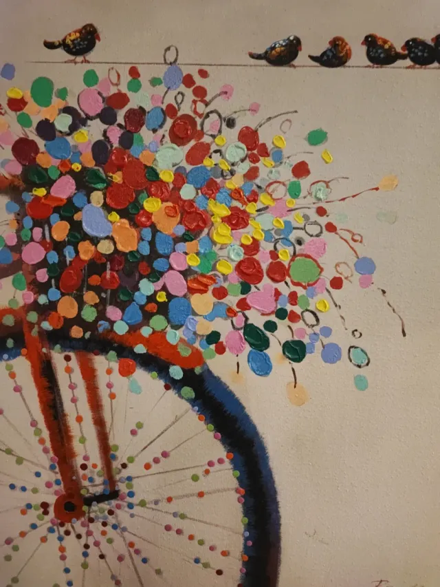 Cuadro Decorativo Bicicleta Flores Pájaros