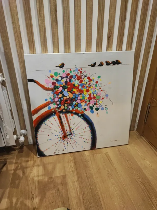 Cuadro Decorativo Bicicleta Flores Pájaros