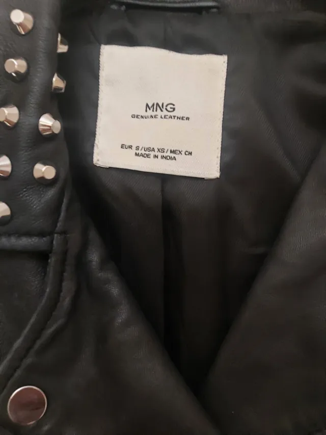 Cazadora Piel Mango Mujer Tachuelas