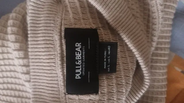 Jersey Pull&Bear beige talla L tejido wafle