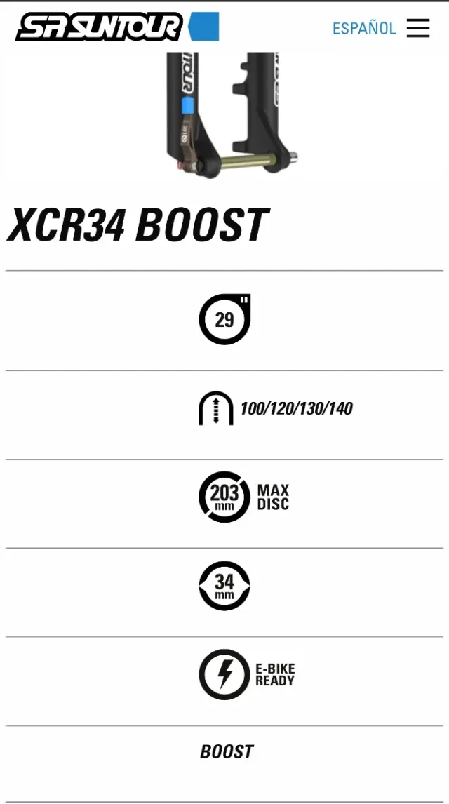 Horquilla SR Suntour XCR 34 Air