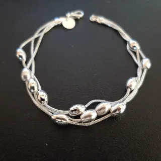 Bracciale donna multifili Argento con Perline