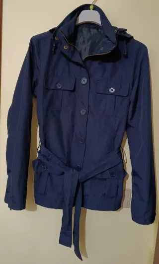 Gabardina azul mujer