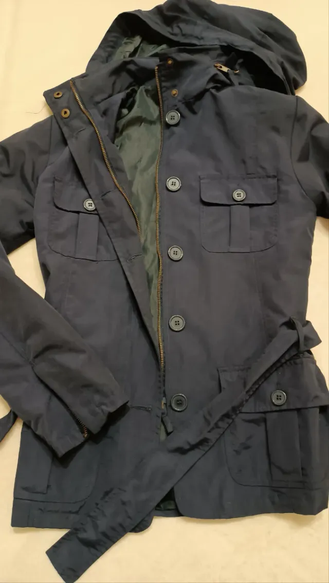Gabardina azul mujer