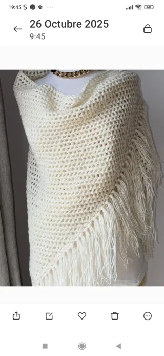 Chal crochet crudo flecos nuevo