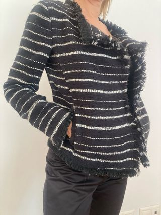 Chaqueta Mango rayas flecos