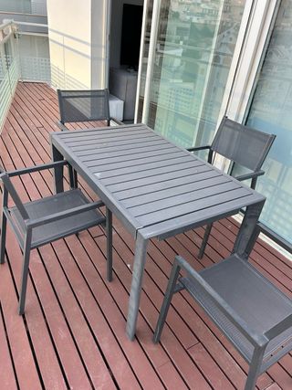 Mesa y 4 Sillas Terraza Aluminio 127x77cm