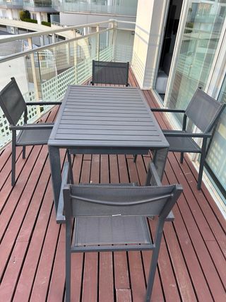Mesa y 4 Sillas Terraza Aluminio 127x77cm