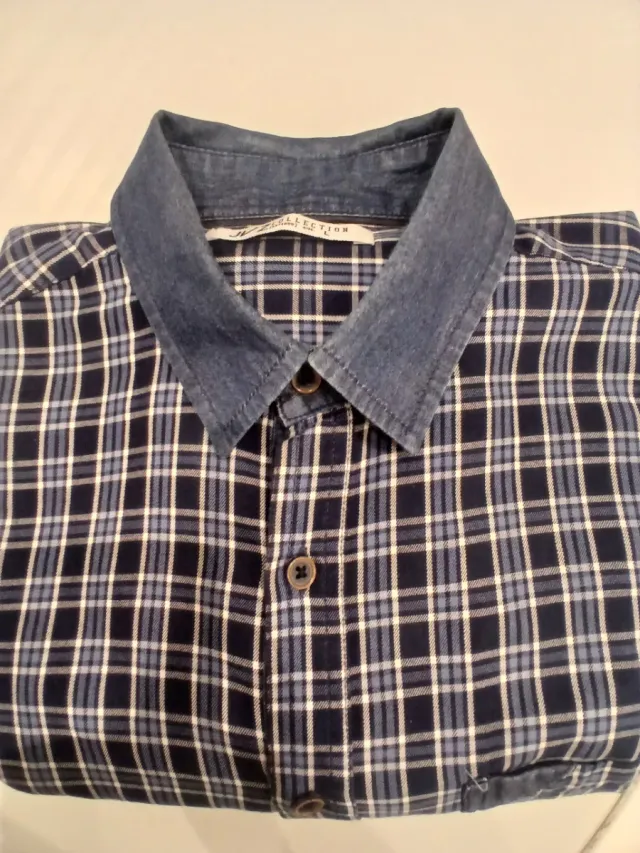 Camisa de cuadros azul y blanca Talla M