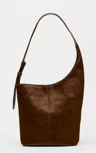 Bolso de piel tipo saca marrón