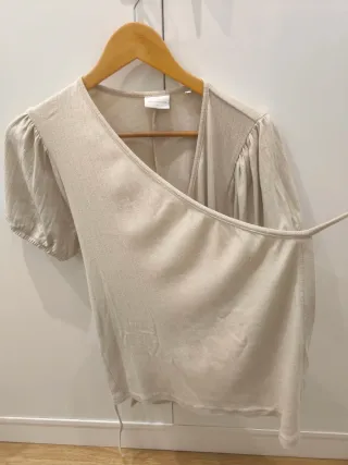 Camiseta premamá cruzada beige talla única