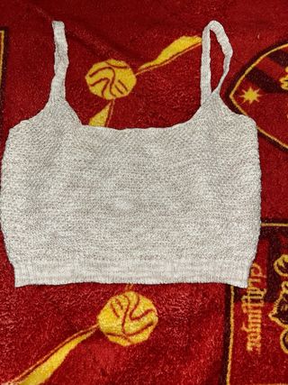 Top de ganchillo beige talla única