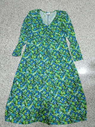 Vestido Ichi flores verde y azul