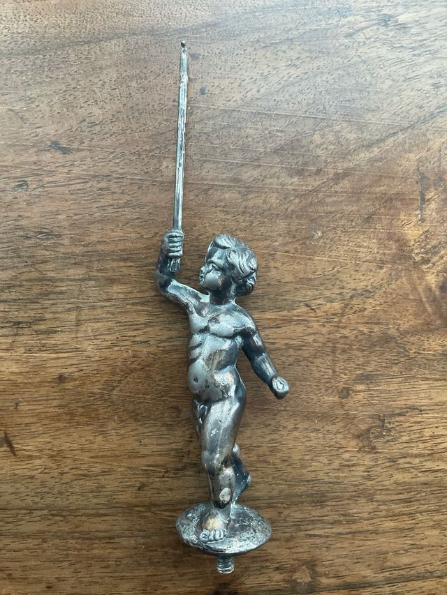 Antica scultura bronzo argentato putto XVII secolo