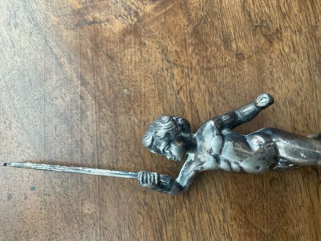 Antica scultura bronzo argentato putto XVII secolo