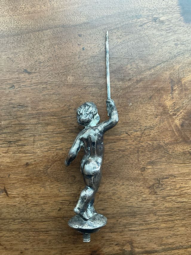 Antica scultura bronzo argentato putto XVII secolo