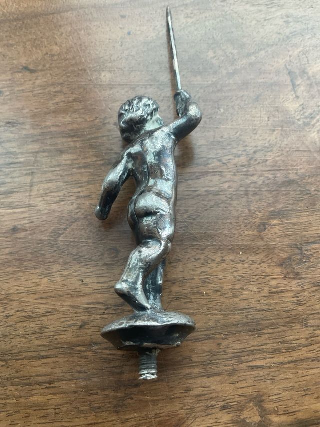 Antica scultura bronzo argentato putto XVII secolo