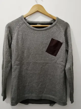 Maglione donna grigio con taschino