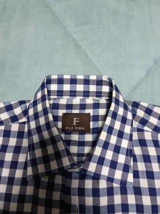 Camisa cuadros chico FLY FISH azul