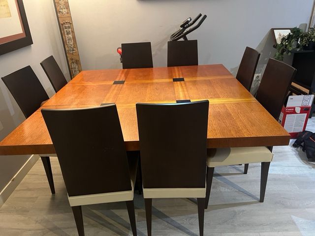 8 Sillas Comedor Piel Sintética y Madera