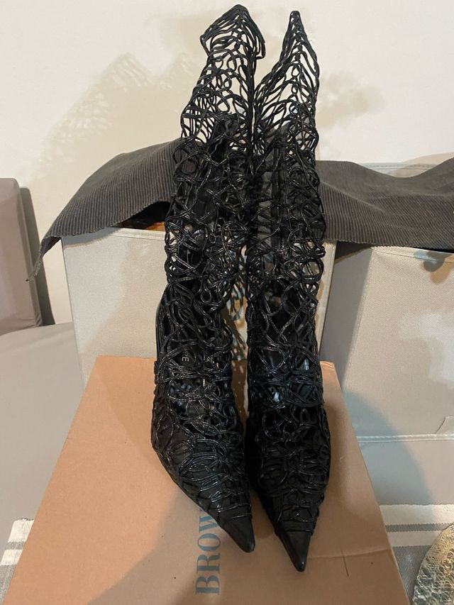 Botas Italianas Negras Piel Vintage