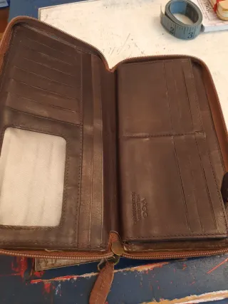 Cartera VAGG Mujer Cuero Marrón y Rojo