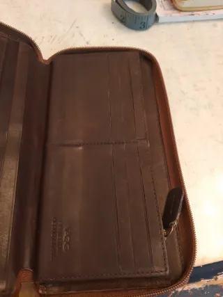 Cartera VAGG Mujer Cuero Marrón y Rojo