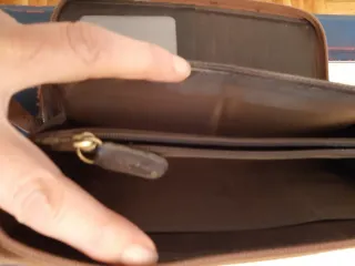 Cartera VAGG Mujer Cuero Marrón y Rojo