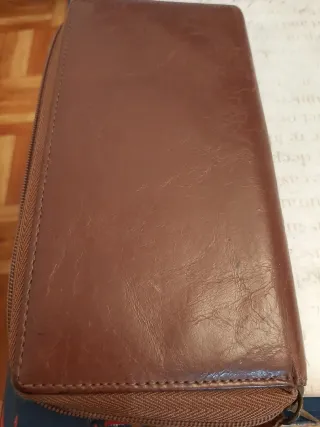 Cartera VAGG Mujer Cuero Marrón y Rojo