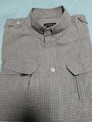 Camisa chico cuadros marrón y gris