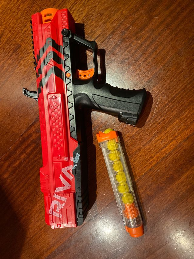 Pistola Nerf Rival Juguete Rojo Bolas Amarillas