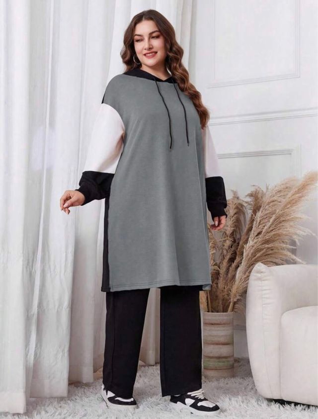 Conjunto chándal 2 piezas gris y negro XL