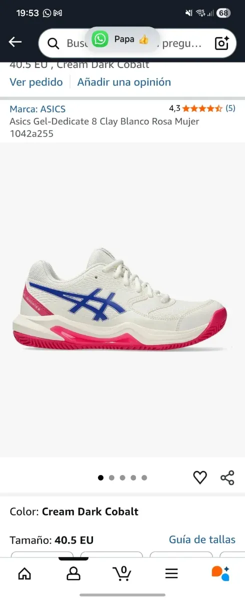 Zapatillas padel Asics Gel-Dedicate 8 Talla 40.5.