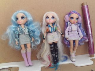 lote 3 muñecas rainbow high winterc break violet w