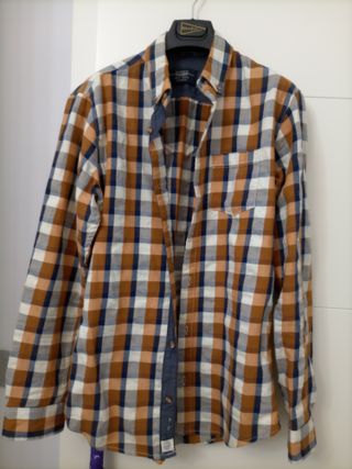 Camisa de cuadros hombre azul y marrón