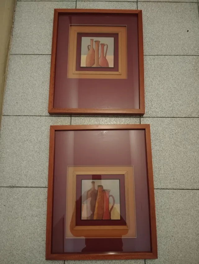 Pareja cuadros comedor jarrones