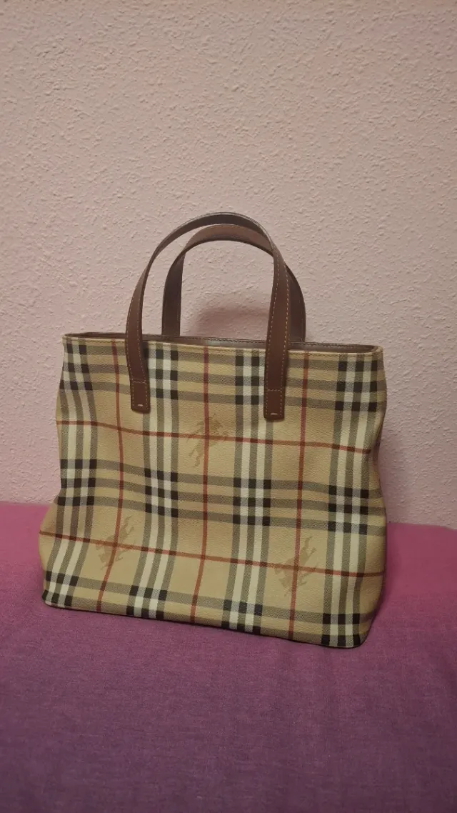 Bolso Burberry Cuadros Beige y Marrón