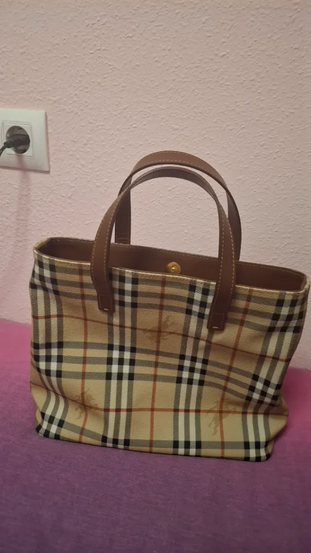 Bolso Burberry Cuadros Beige y Marrón