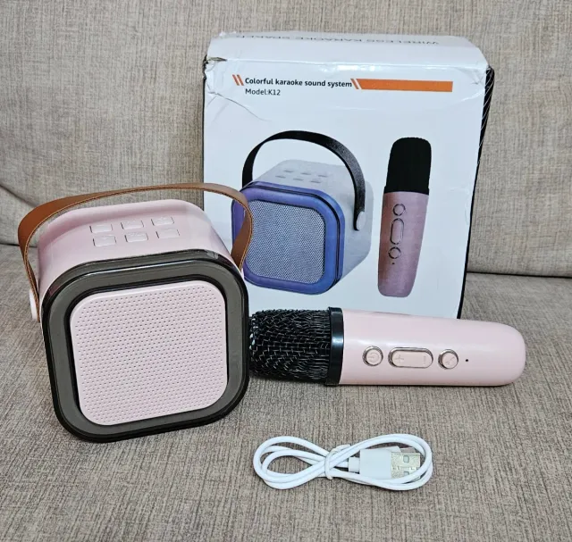 Altavoz Karaoke Portátil con Micrófono Rosa
