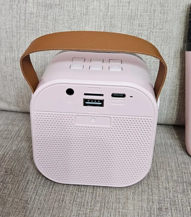 Altavoz Karaoke Portátil con Micrófono Rosa