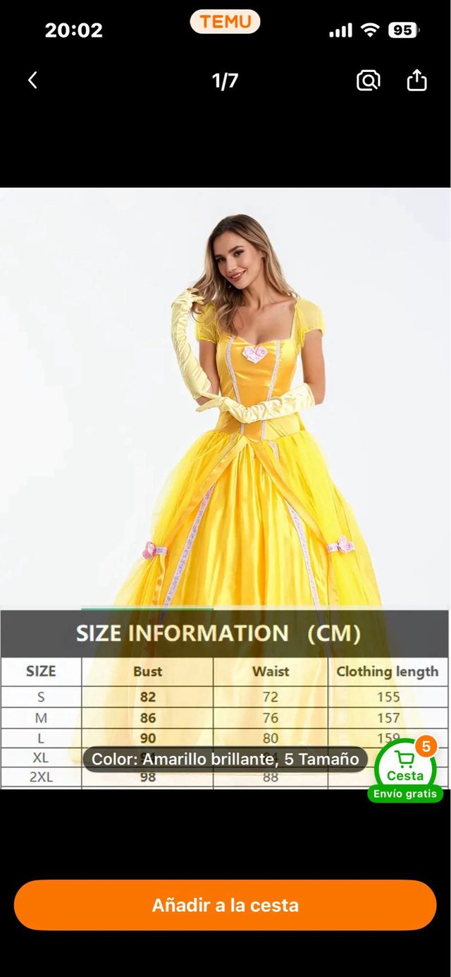 Disfraz Bella y Bestia niño Talla M