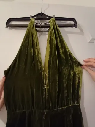 Vestido Mango Fiesta Verde Talla S