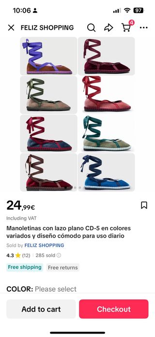 Manoletinas CEREZA lazo verde oliva. Talla 40/41